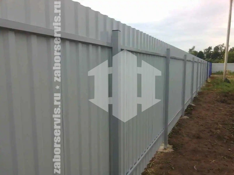 Забор из профнастила синий 75 метров
