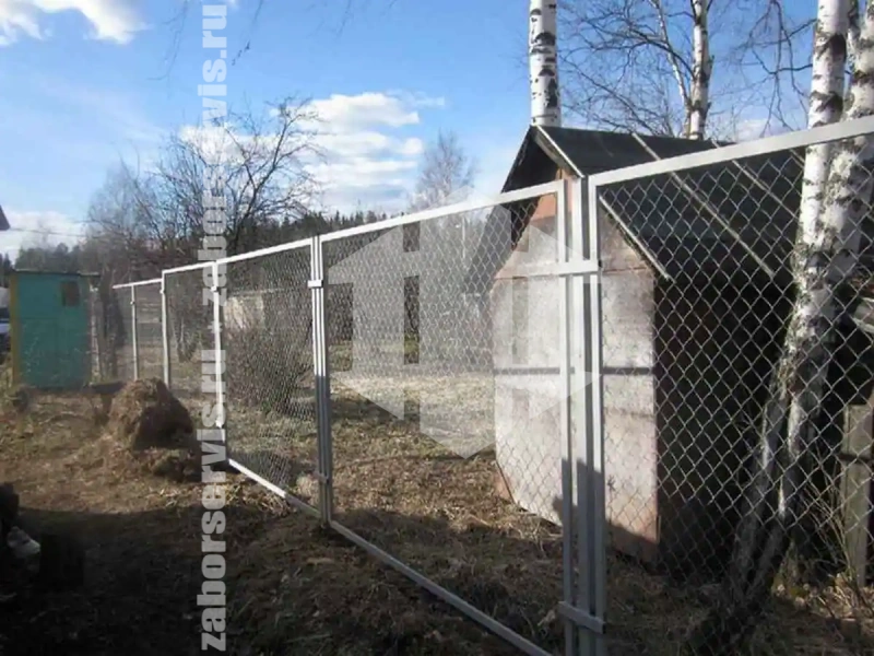 Забор из сетки рабицы секциями 80 метров