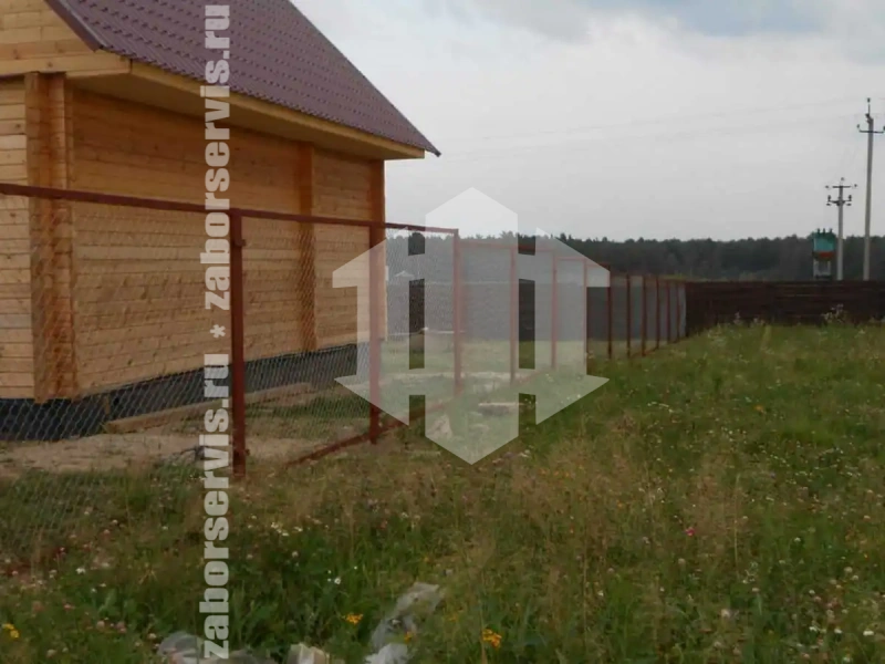 Забор из сетки рабицы в натяг секционный 12 соток